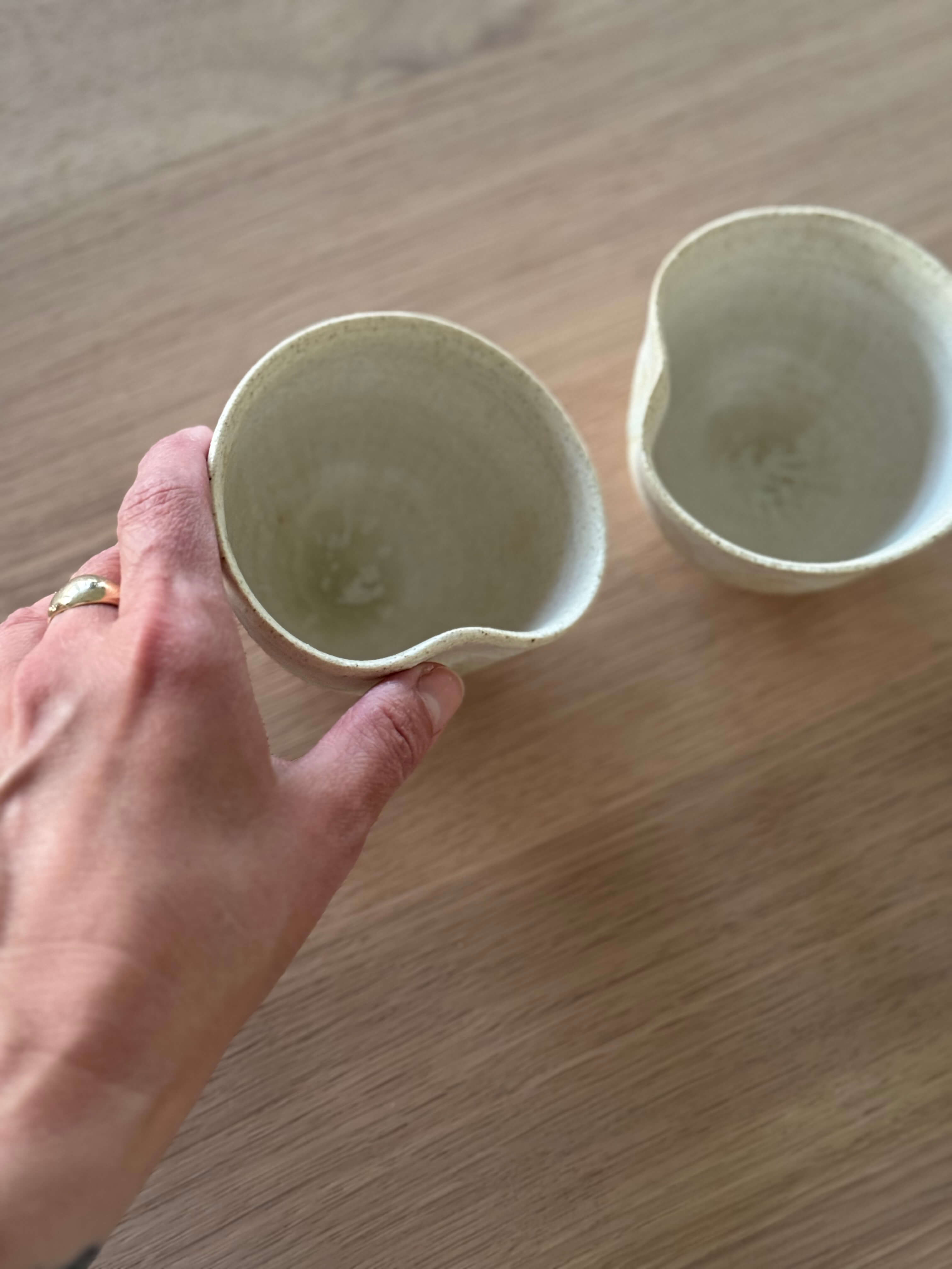 Set of 2 Handcrafted Stoneware Cups.  Natural Beige Edition