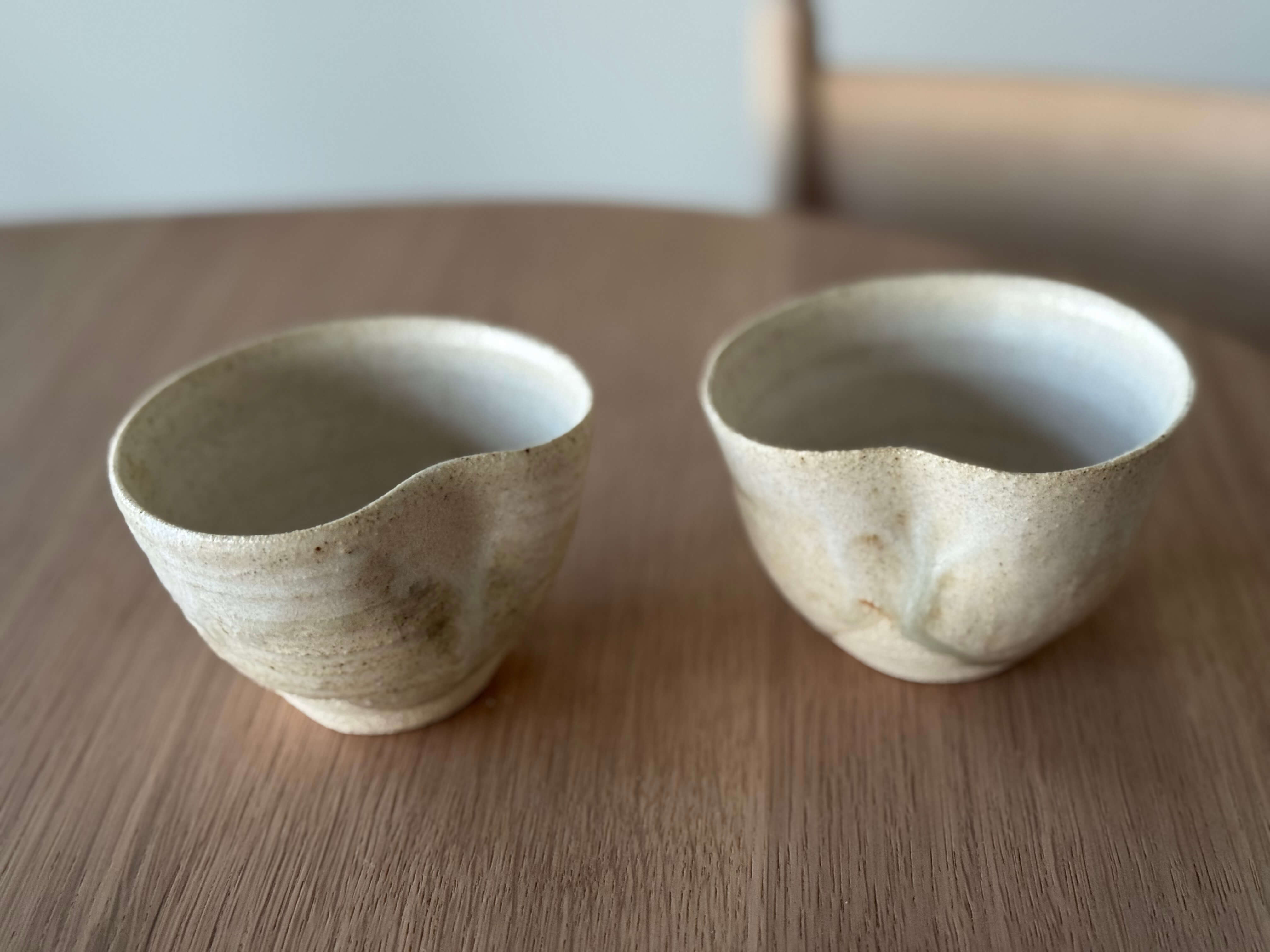Set of 2 Handcrafted Stoneware Cups.  Natural Beige Edition