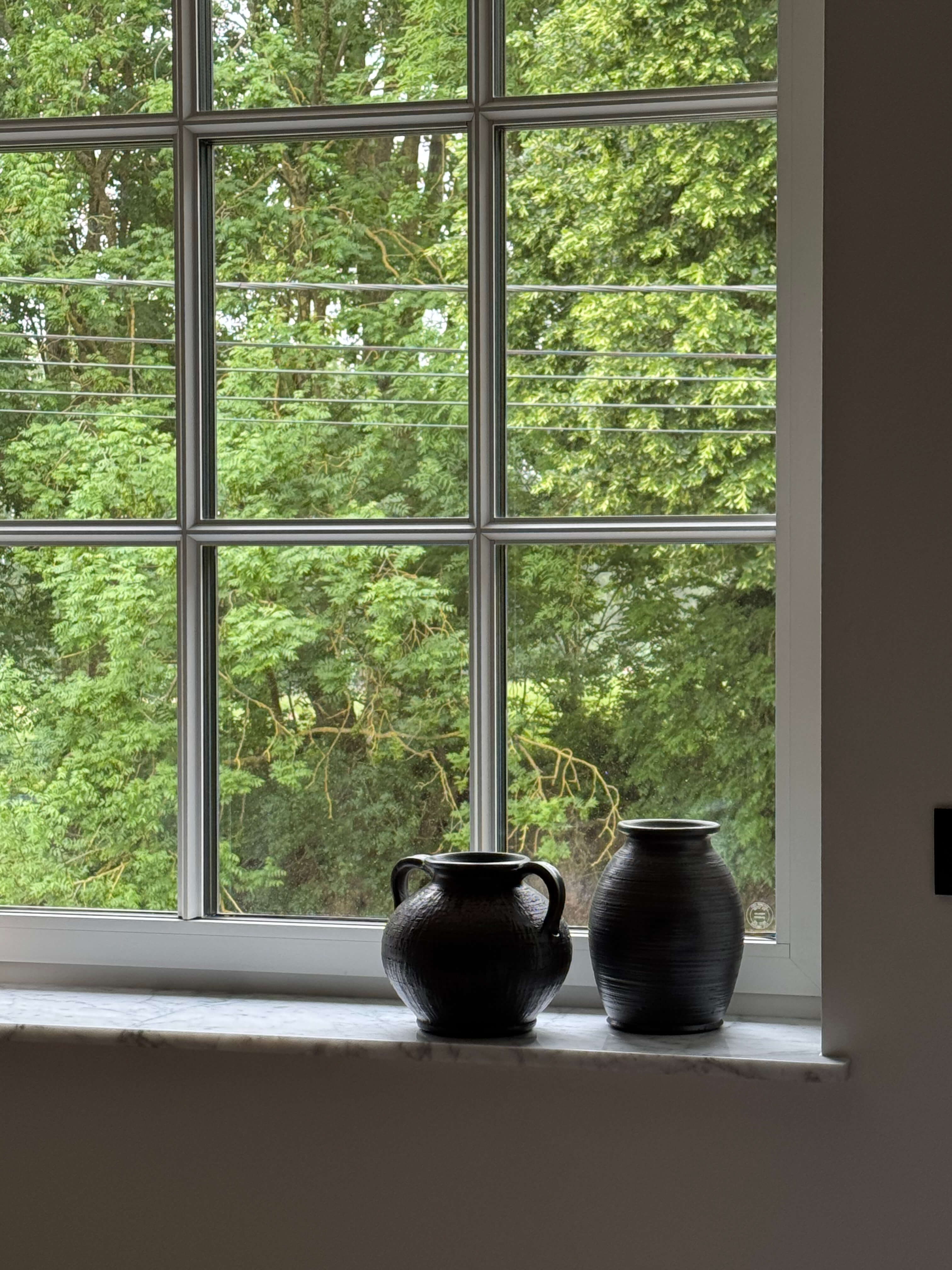 Black Textured Clay Vase with Handles