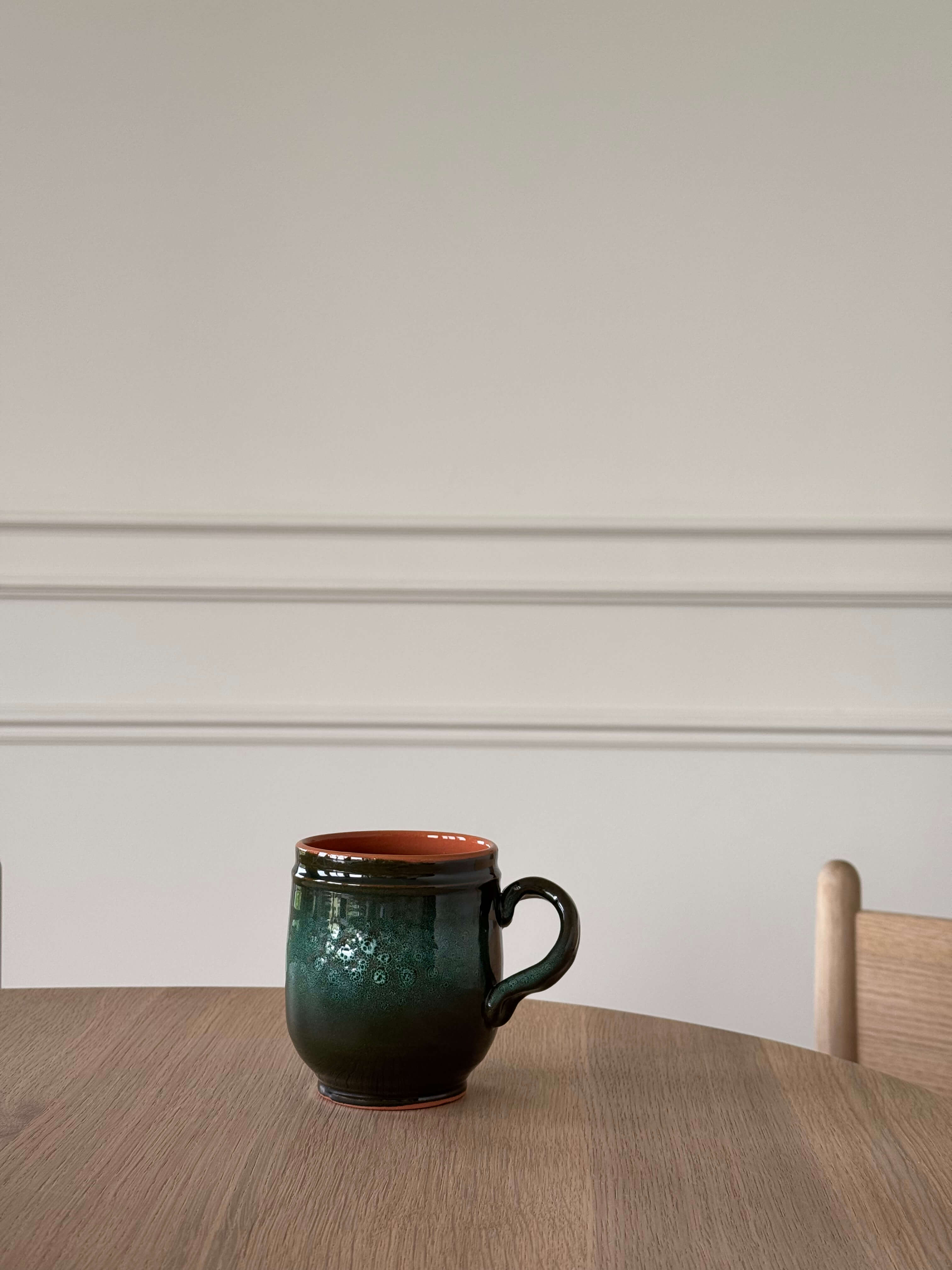 Handmade Ceramic Mug with Handle - Green Big
