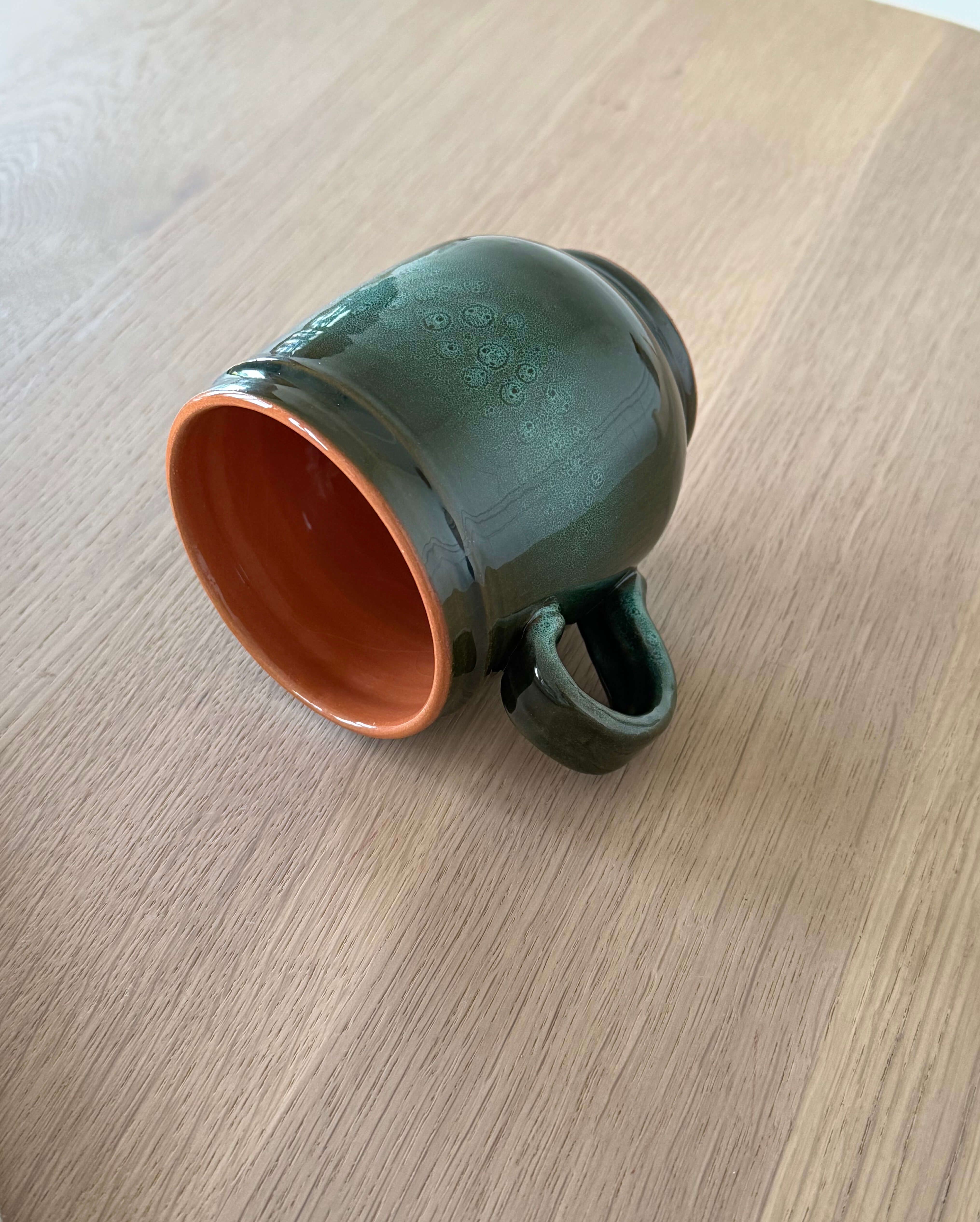 Handmade Ceramic Mug with Handle - Green Big