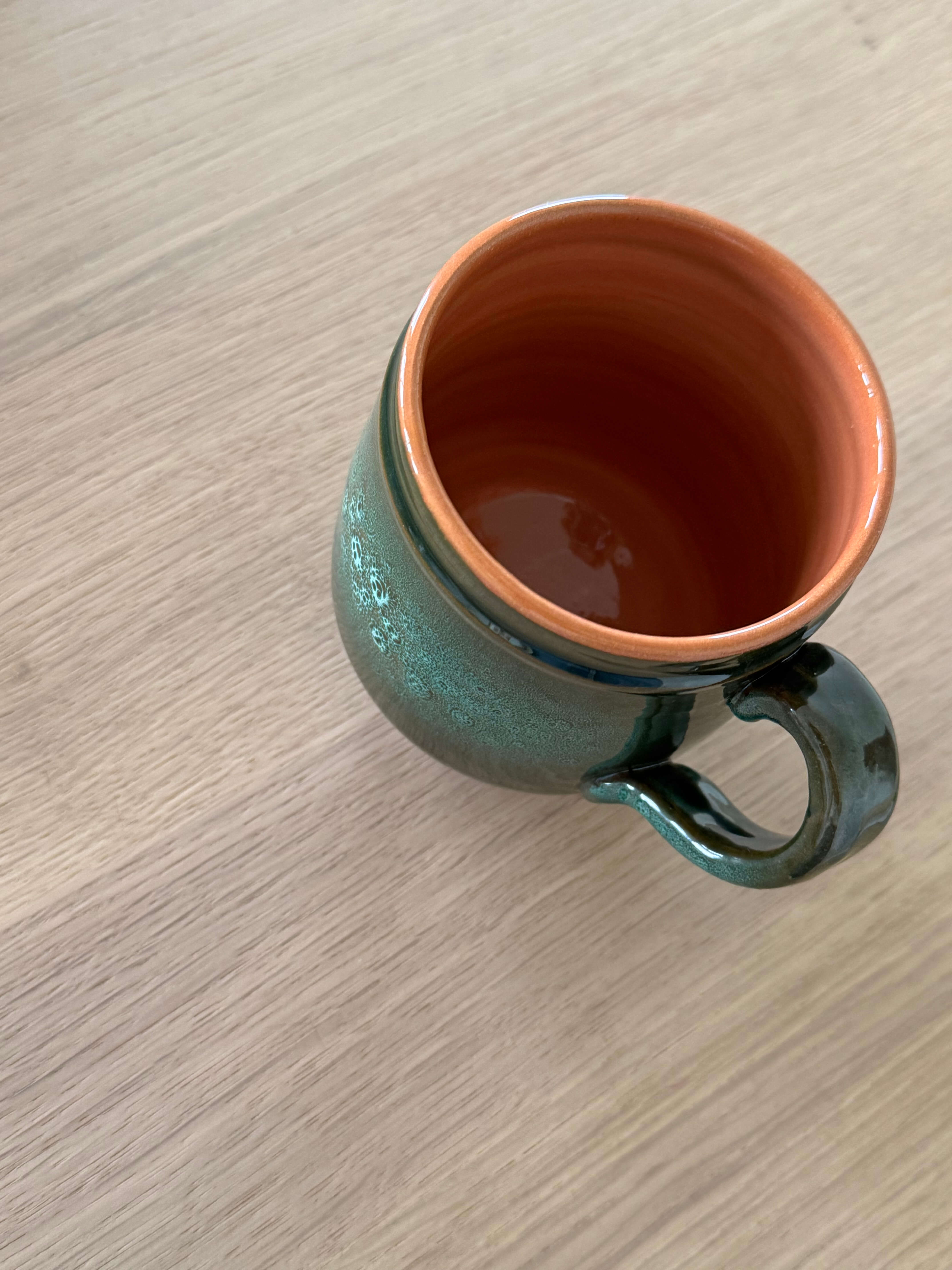Handmade Ceramic Mug with Handle - Green Big